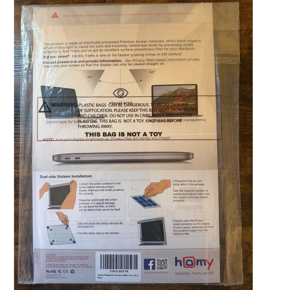 Homy Magnetic Privacy Filter for MacBook Pro 14.2 Blue Light Block Screen‎ Guard